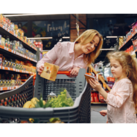 Image of mother and daughter grocery shopping