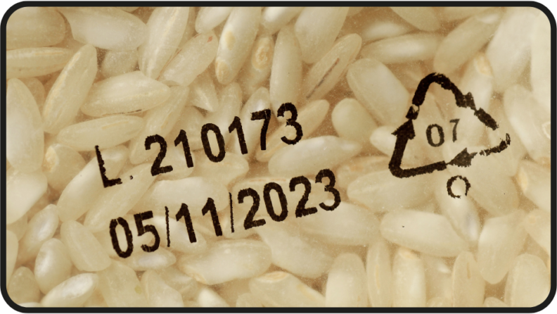 Image of expiration date of bag of rice