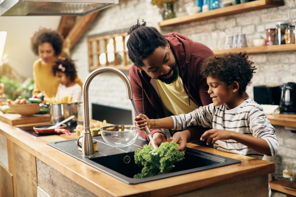Child washing produce