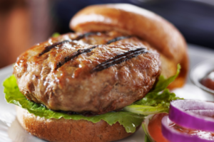 Image of hamburger on fresh plate