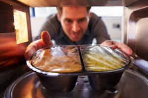 Image of Microwavable food container in microwave