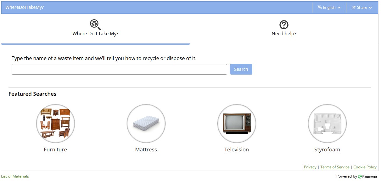 Screenshot of the Where Do I Take My directory webpage. 