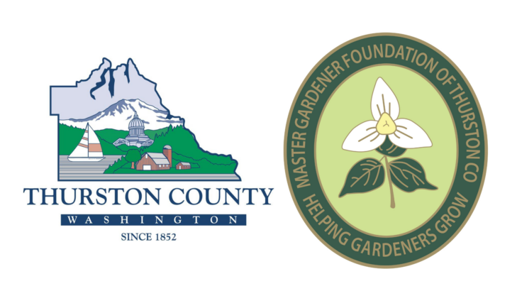 Logos for Thurston County and the Master Gardener Foundation of Thurston County, sponsors of Closed Loop Park Demonstration Garden 