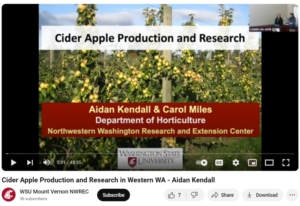 screen sot of a YouTube Cider apple production and research presentation video