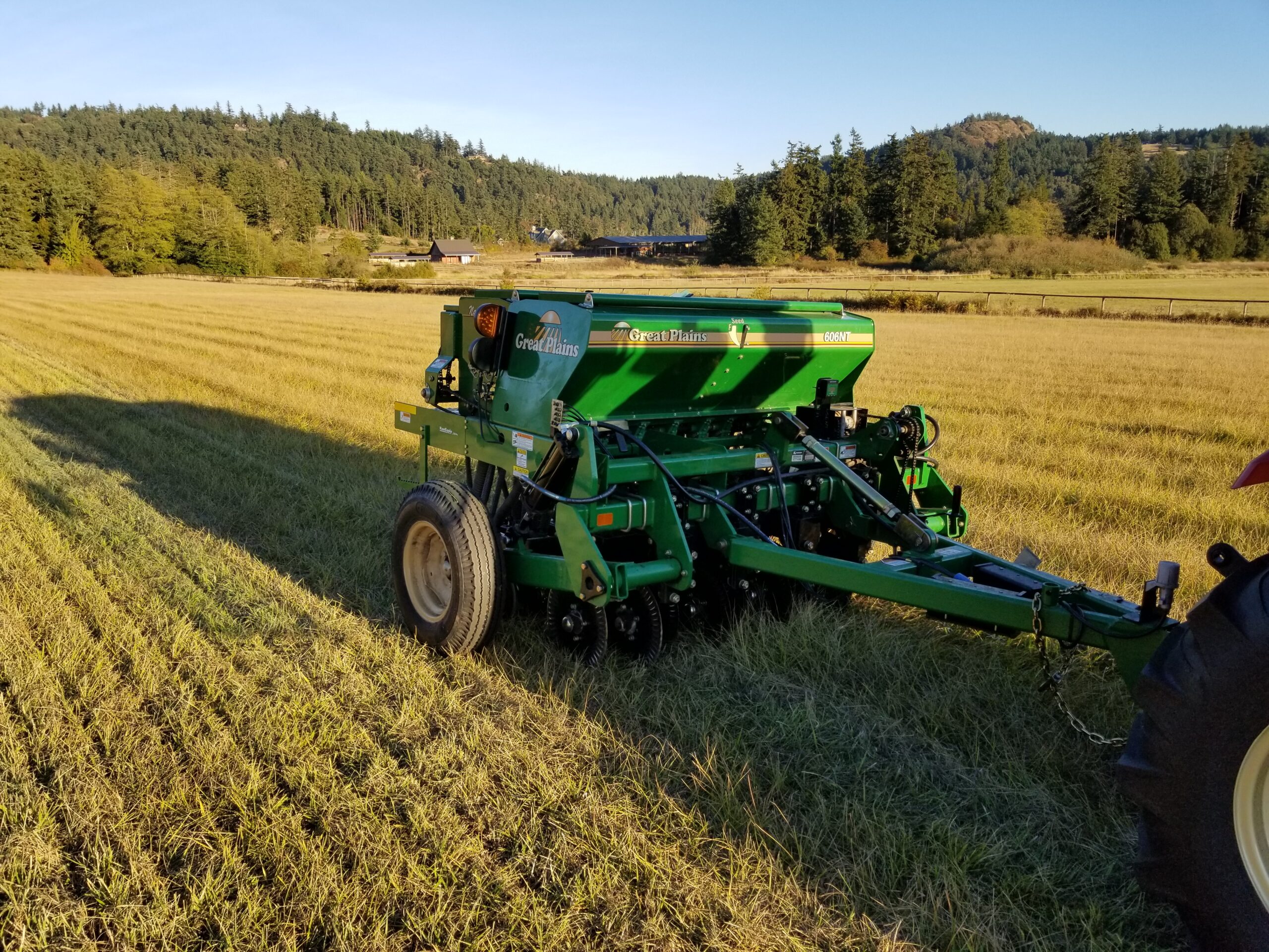 notill drill sitting in a field