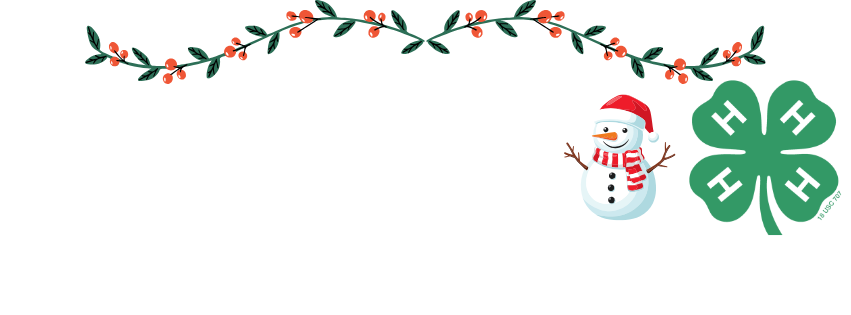Seasonal 4-H logo with snowman and holly garland.