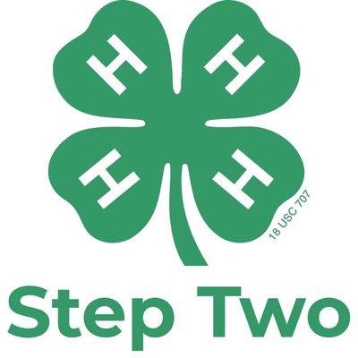 Gemini said The 4-H logo, a green four-leaf clover with a white "H" on each leaf, positioned above the green text "Step Two."