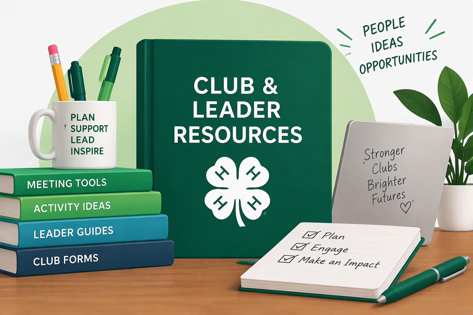 4-H club and leader resources with guides, planning tools, and activity ideas.