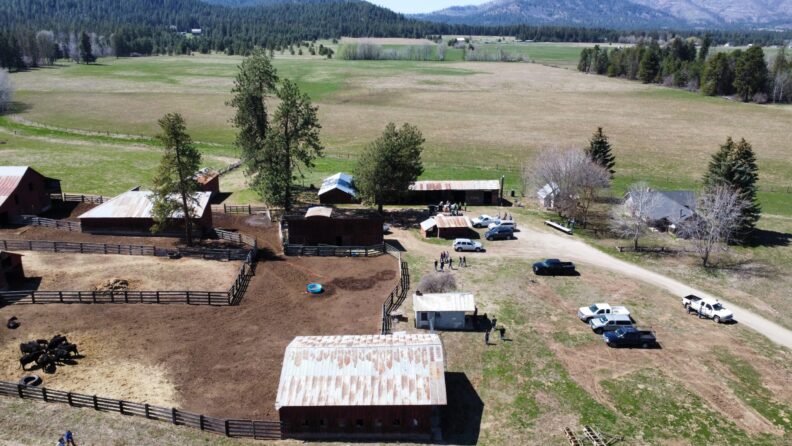 Aerial view of the farm buildings at Vetter Farm