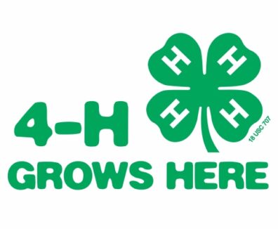 4-H Grows Here with 4-H shamrock logo