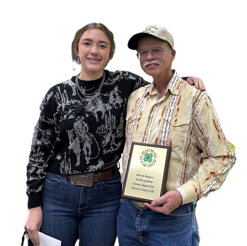 2025 4H Head, Heart, Hands, and Health Award winner: Marvin Burgess (with Hailey Leaden).