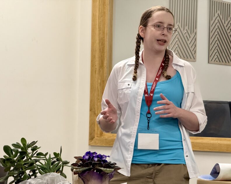 Master Gardener Christine Gile teaches about houseplant care at one of the libraries of Stevens County