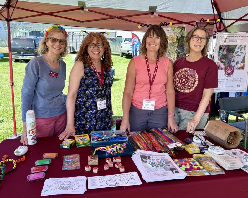Northeast Washington Fair Booth 2025 with Master Gardeners Kati W., Charlene H., Sandy D., and Sheree C.