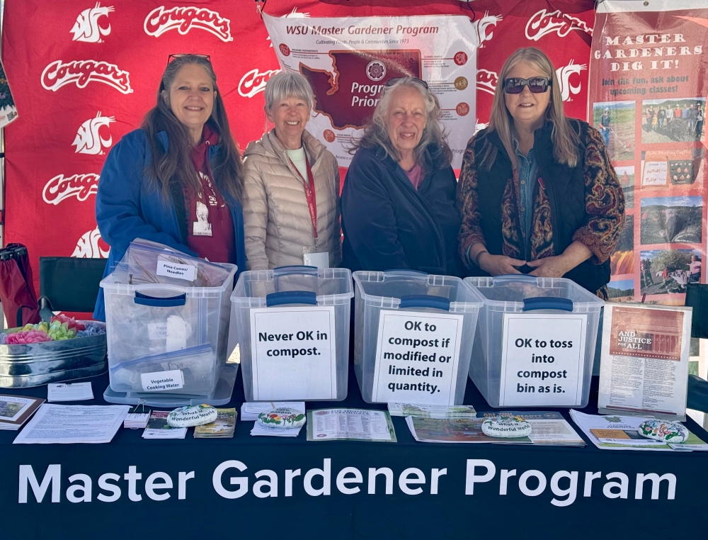 Master Gardener interns Angela and Linda teamed up with certified Master Gardeners Jackie and Kim at the Chewelah Earth Day Fair