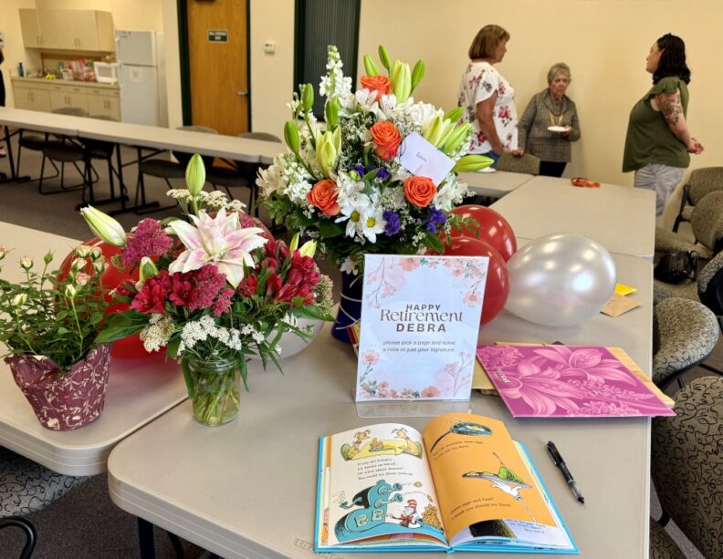Flowers and Gifts brought to Debra Hansen's Retirement Party