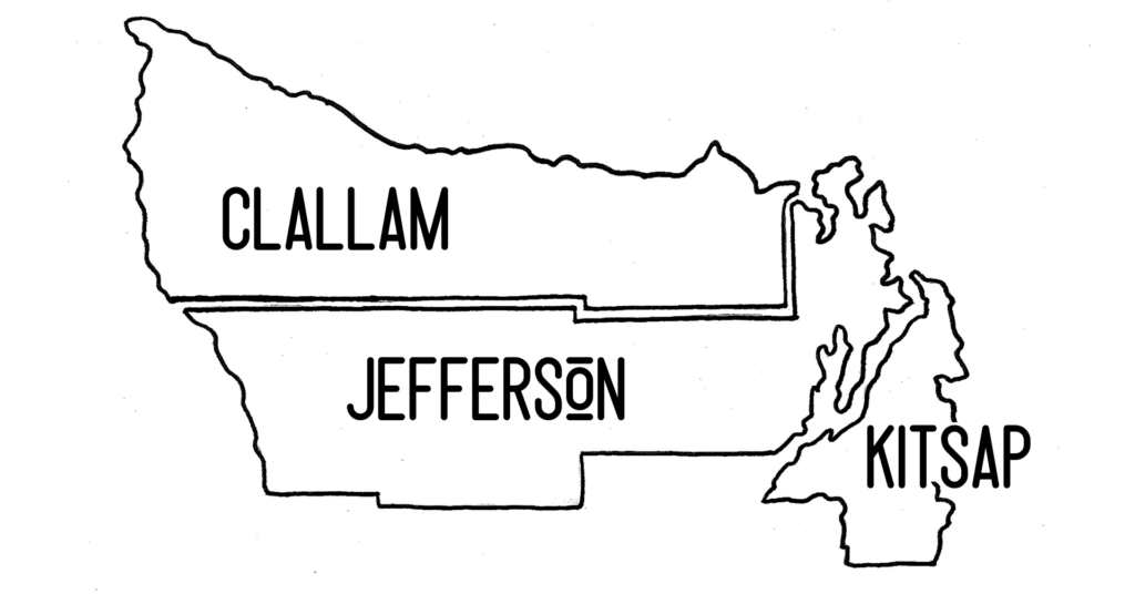 Clallam, Jefferson and Kitsap County outline