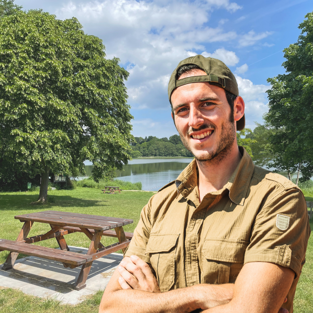 Woman working in garden.