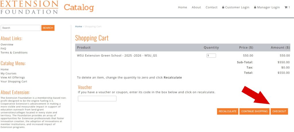 Screenshot of checkout screen.