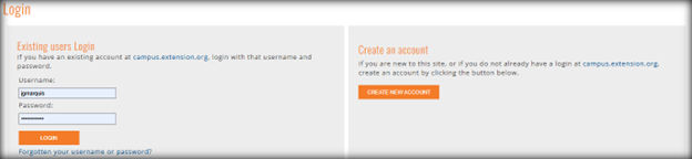 Screenshot of login block.