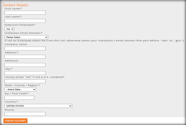Screenshot of Contact Details form