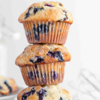 A tower of blueberry muffins