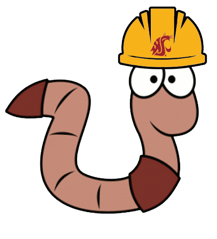 WSU Worm wearing hardhat Cartoon