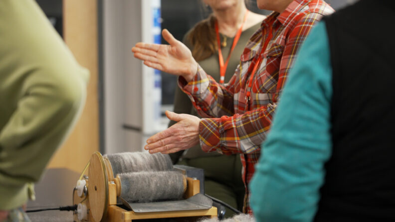 Country Living Expo instructor demonstrates fiber arts processing