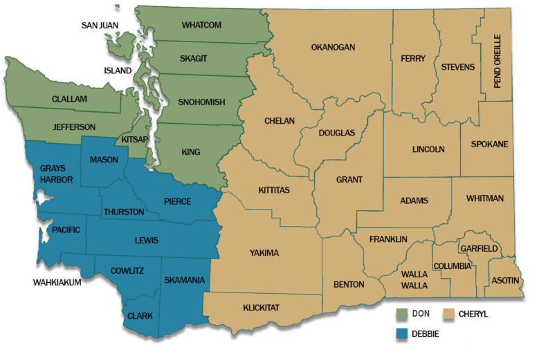 Washington State Map of coverage areas by Farm Stress Staff