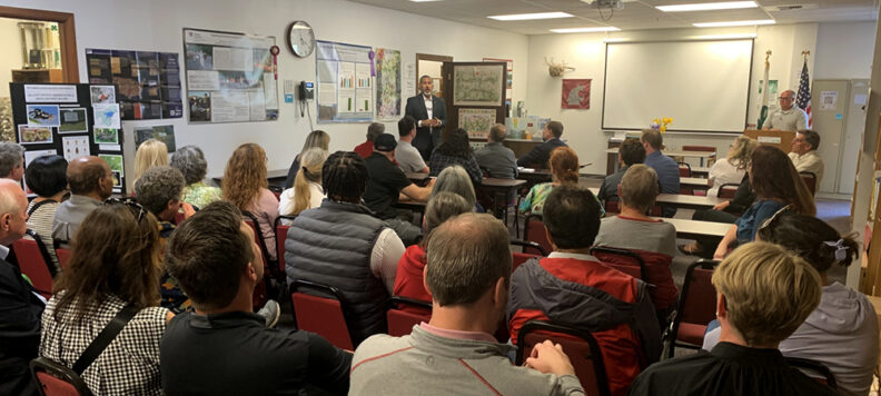 WSU CAHNRS Dean Raj Khosla speaks to leadership and Skagit County Extension Staff