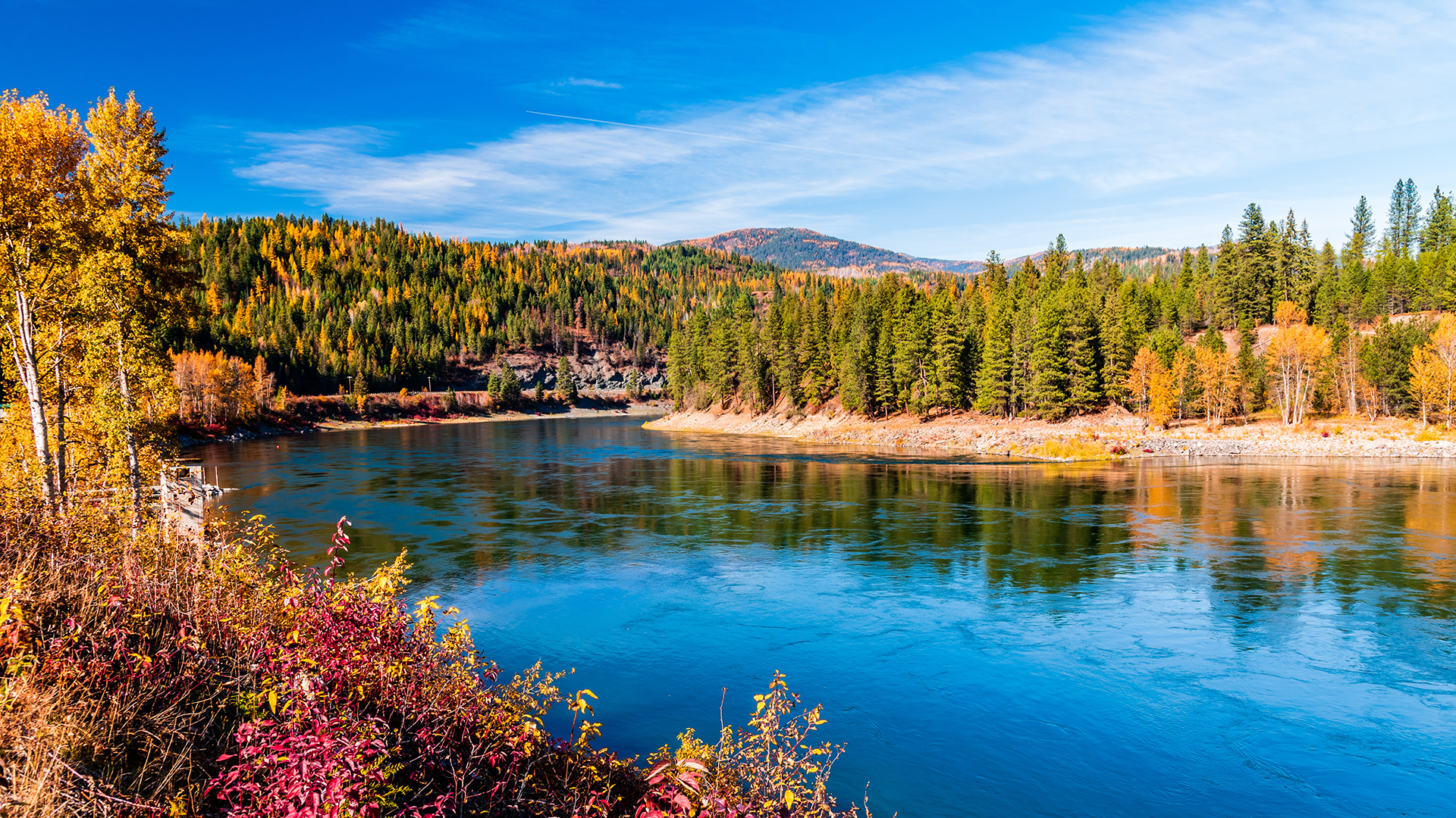 Pend Oreille River and Mountains in Washington