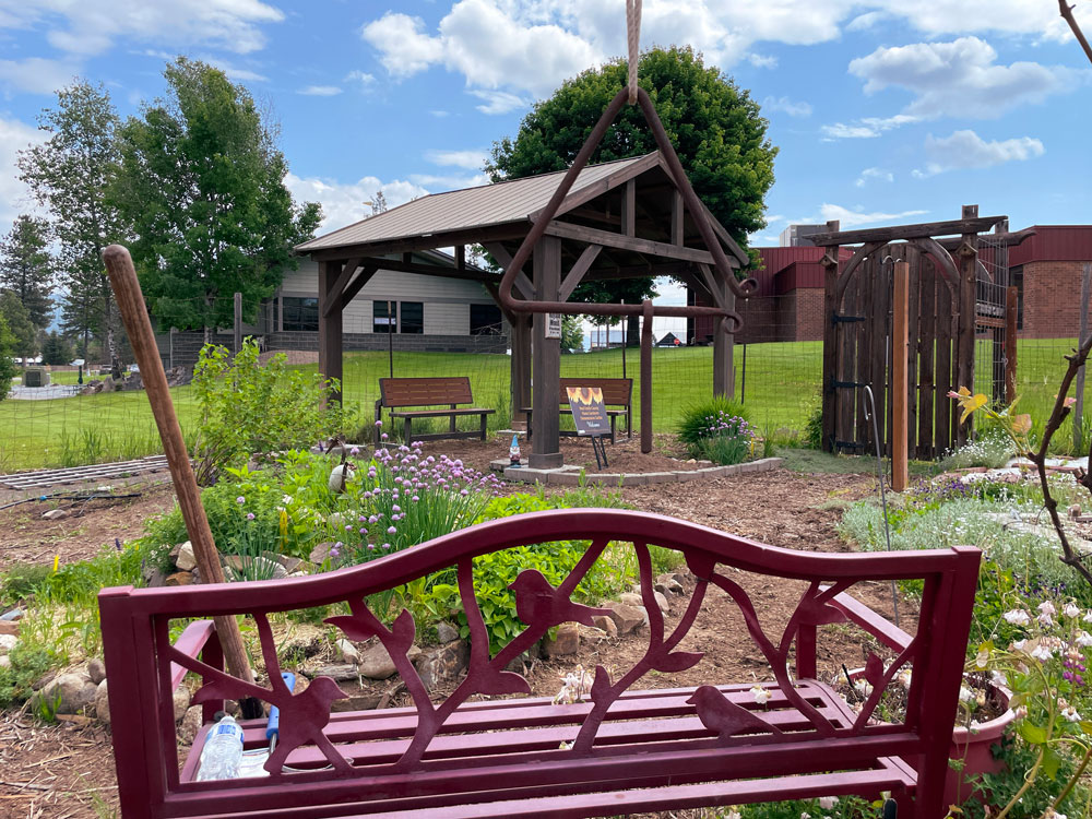Bench in WSU Demo Garden, Newport WA