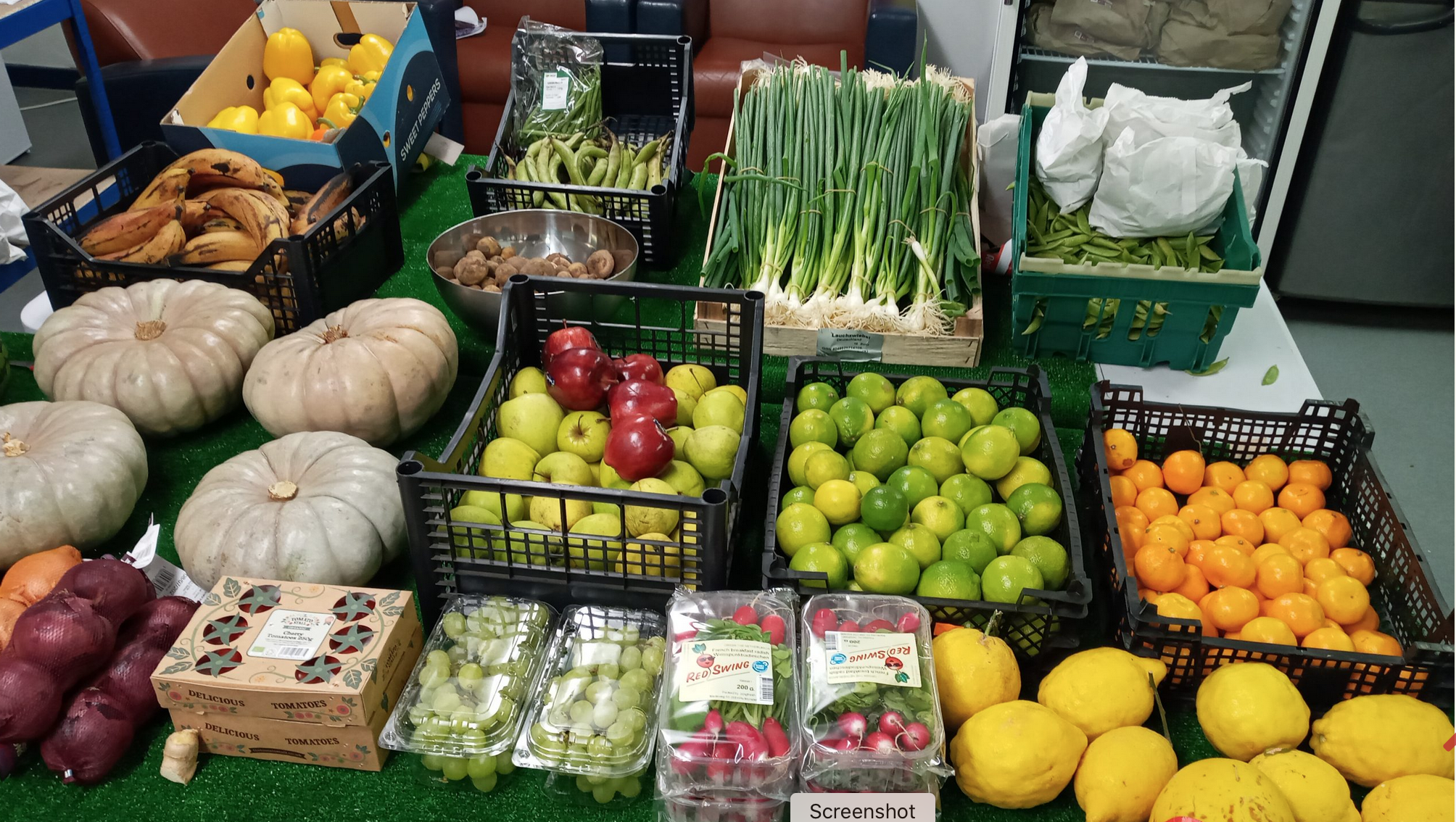 Crates of colorful produce