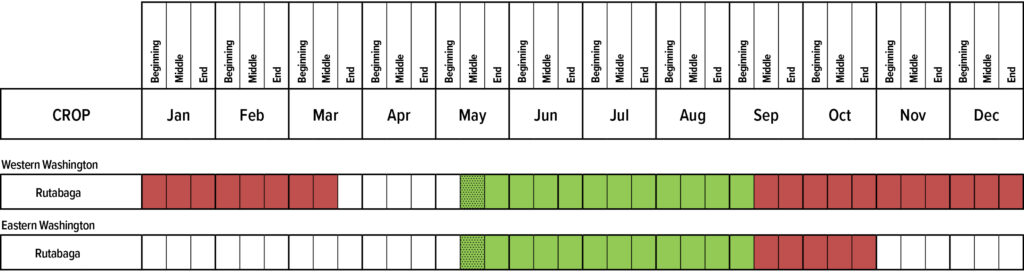 Suggested planting calendar for Rutabaga.