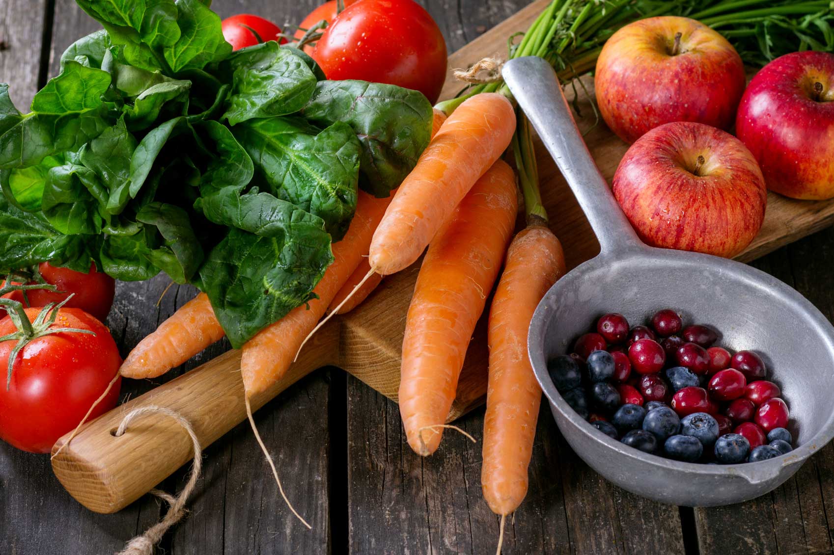 Mix of fruits, vegetables and berries