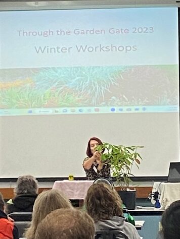 Master Gardener Barbara Clark providing a presentation on rhododendrons.
