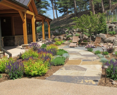 photo of fire wise landscape sidewalk