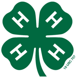 The 4-H Logo, a Green 4 leaf clover with a white H on each leaf