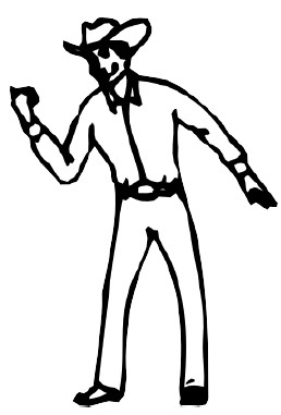 Image shows a hand drawn depiction of a judge gesturing "General disqualification" by Thumb extended over shoulder