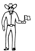 Image shows a hand drawn depiction of a judge gesturing "Course is ready" by Hold up flag