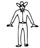 Image shows a hand drawn depiction of a judge gesturing "Safe or clean run" by  Both hands, palms down and extended arm’s length in front with a back and forth motion