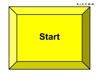 A bright yellow square sign with a beveled, three-dimensional border effect, outlined in black. The center contains the word “Start” in bold black text.