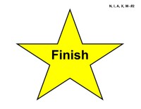 A large five-pointed star filled with bright yellow and outlined in black. The word “Finish” appears in bold black text across the middle of the star.