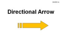 A single yellow arrow outlined in black points horizontally to the right. Near the base of the arrow are two short vertical bar markings. Bold black text above reads “Directional Arrow.”