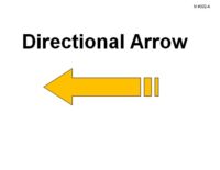 A single yellow arrow outlined in black points horizontally to the left. Near the base of the arrow are two short vertical bar markings. Bold black text above reads “Directional Arrow.”