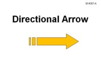 A single yellow arrow outlined in black points horizontally to the right. Near the base of the arrow are two short vertical bar markings. Bold black text above reads “Directional Arrow.”