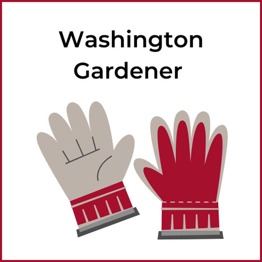 Washington Gardener with gloves logo. 