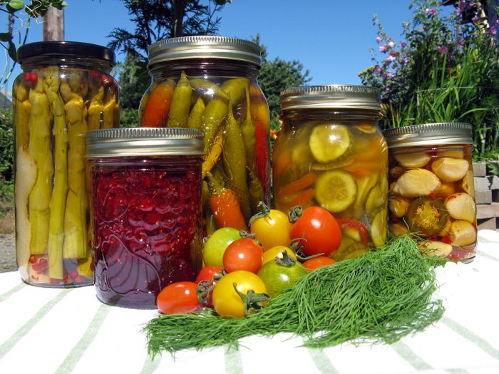 variety of home canned products