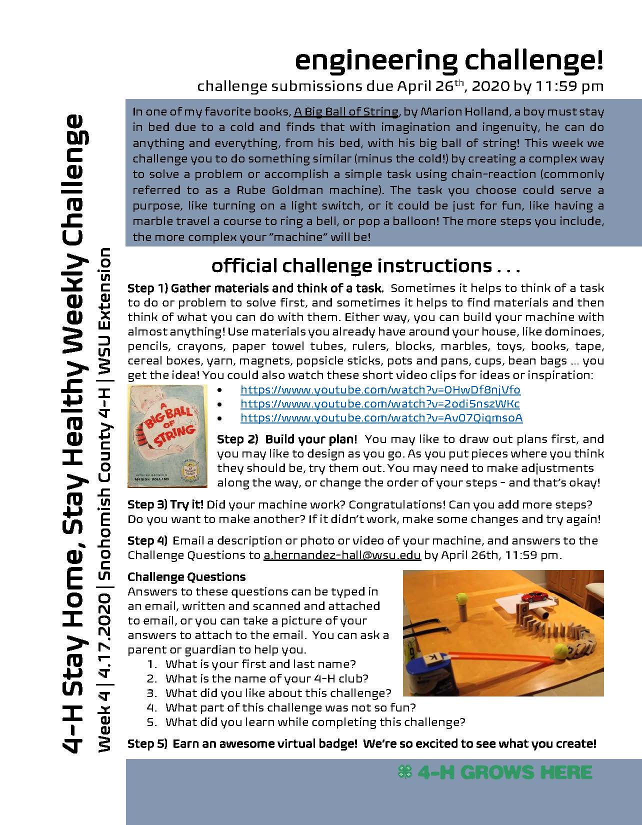 instructions for week 4 engineering challenge.