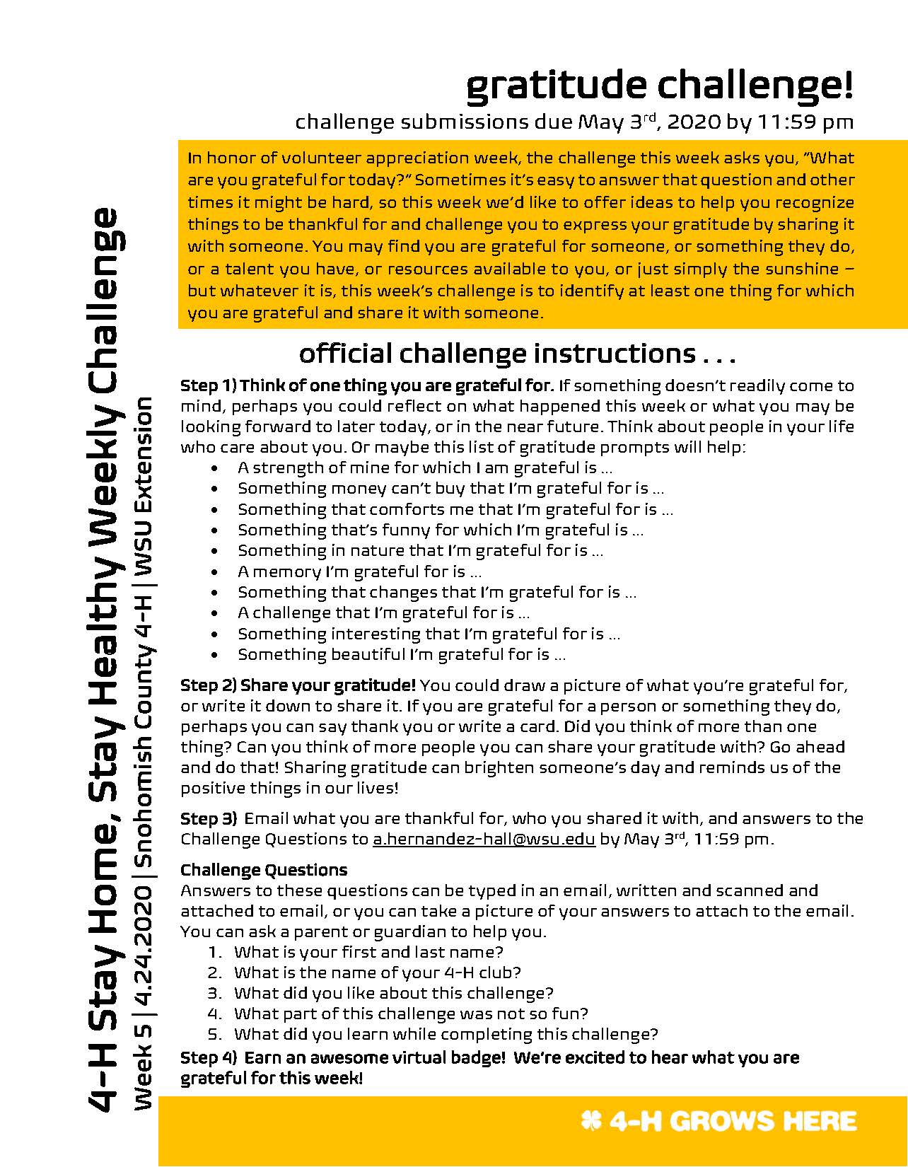 Week 5 Challenge instructions: Gratitude!