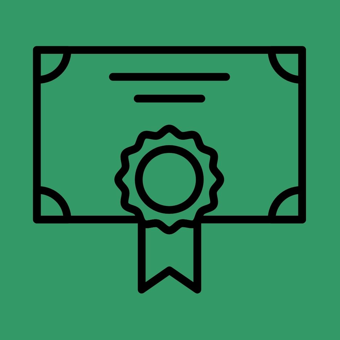 Certificate with award attached.